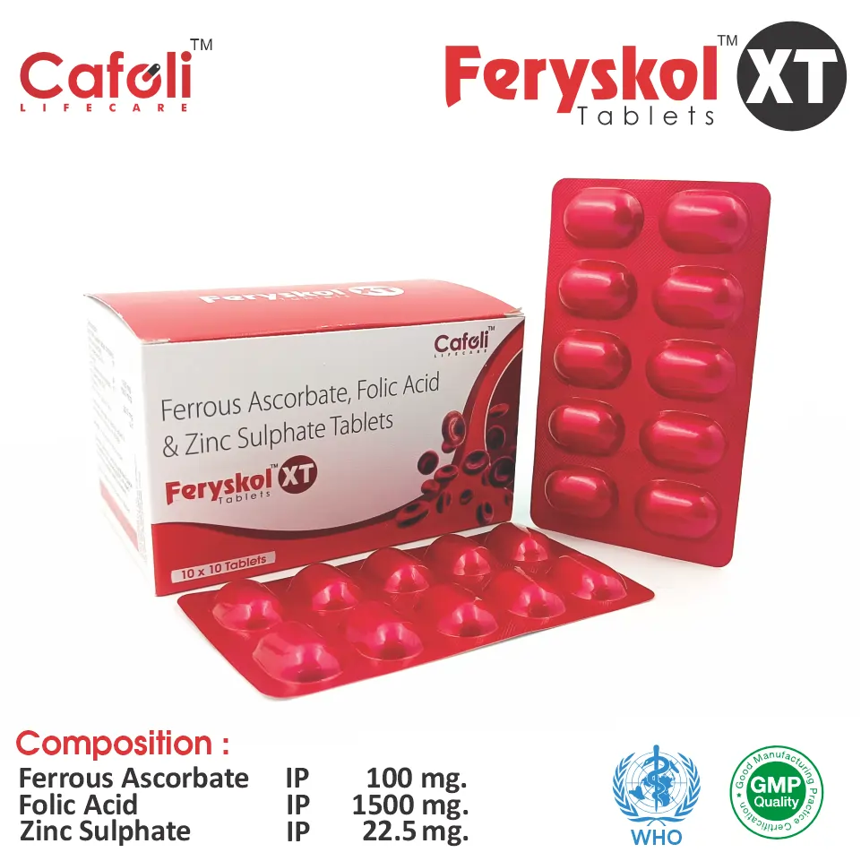 Ferrous Ascorbate  + Folic Acid Tablet at the best price in PCD Pharma Franchise for Iron Supplement, Anemia Management.